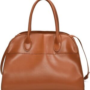 Tan faux Leather Handbag sachel bowling bag NEW can be crossbody